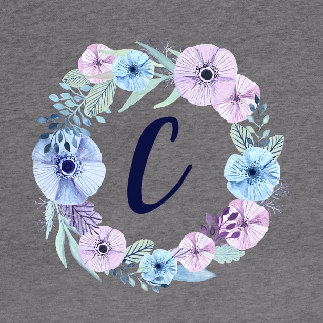 Floral Monogram C Icy Winter Blossoms by floralmonogram